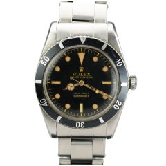 ROLEX Stainless Steel Submariner James Bond Wristwatch Ref 6536 circa 1950s