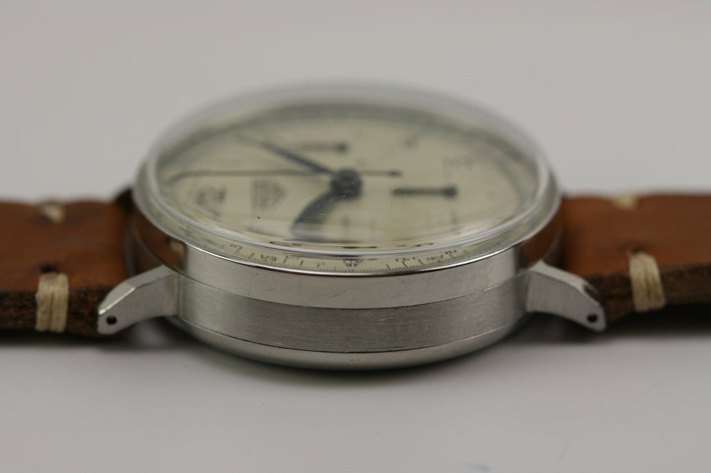 HEUER Stainless Steel Chronograph Wristwatch circa 1950s 1