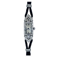 CARTIER Lady's Platinum Diamond Art Deco Wristwatch circa 1920s