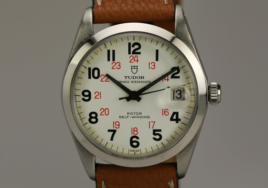 Tudor stainless steel Prince Oysterdate, Ref. 7996/0, with a white dial and red 24-hour tracking.