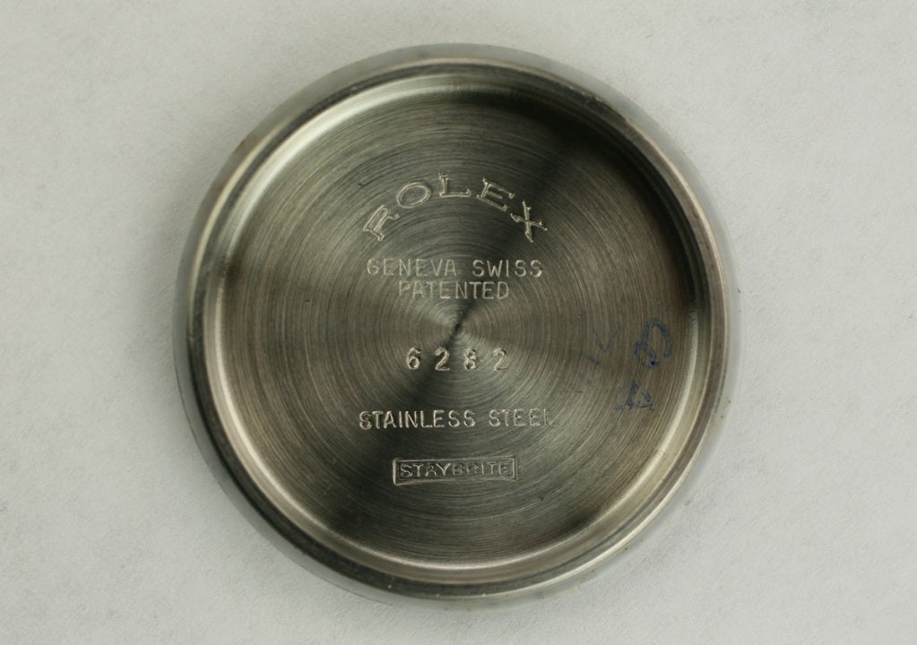 Rolex Stainless Steel Oyster Shock-Resisting Wristwatch Ref 6282 circa 1950s In Excellent Condition In Miami Beach, FL