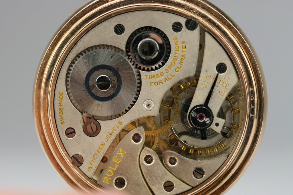 Rolex Yellow Gold Pocket Watch circa 1940s 2