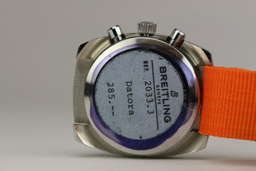 Breitling Geneve Stainless Steel Datora Chronograph Wristwatch In Excellent Condition In Miami Beach, FL