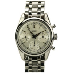 Jaeger Stainless Steel Chronograph Wristwatch circa 1960s
