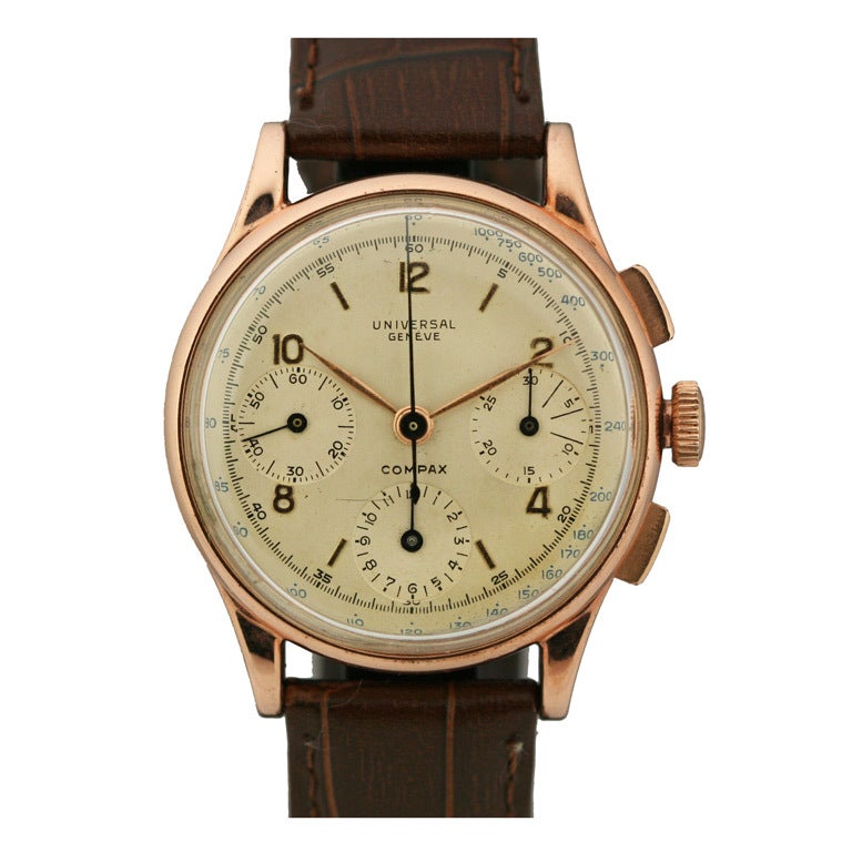 Universal Pink Gilt / Steel Compax Chronograph Wristwatch