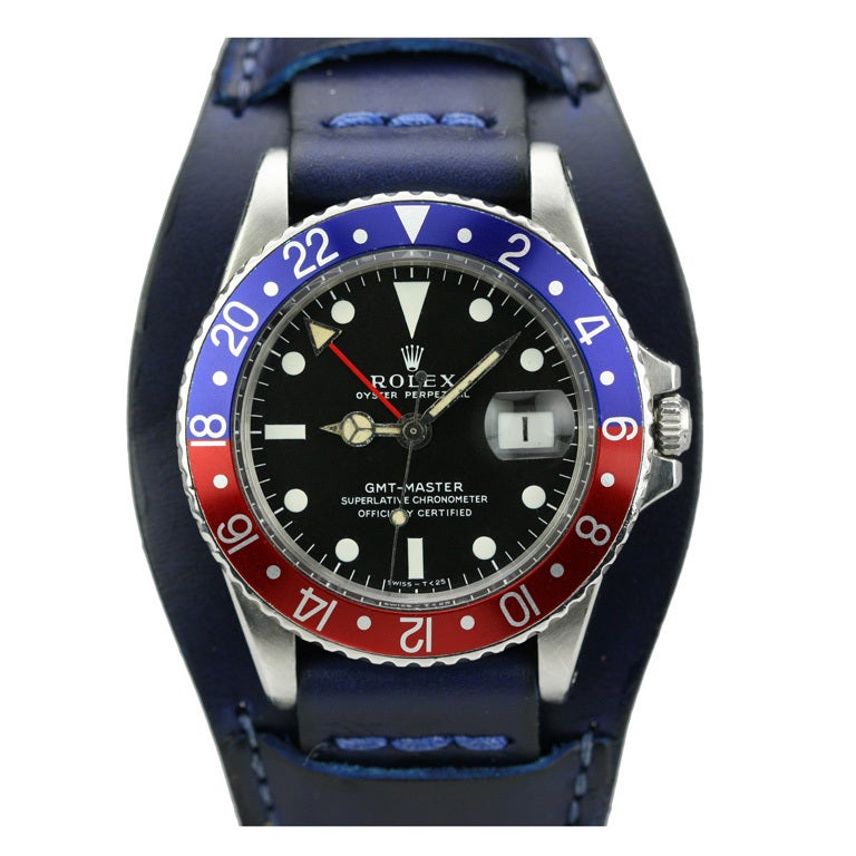 Rolex Stainless Steel GMT-Master Wristwatch Ref 1675 circa 1960s