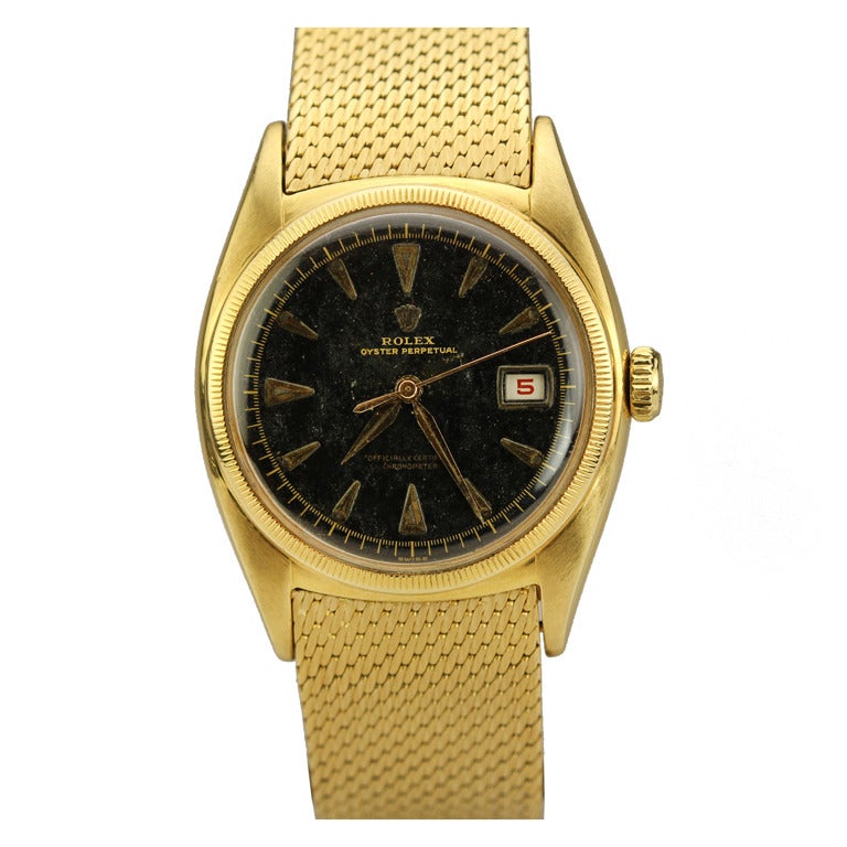 Rolex Yellow Gold Ovettone Wristwatch Ref 6105 circa 1950s