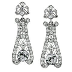 Stunning Art Deco Diamond Drop Earrings 12