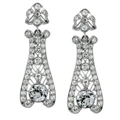 Stunning Art Deco Diamond Drop Earrings 