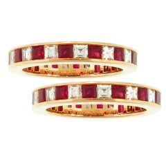Tiffany & Co. Set of Ruby and Diamond Bands