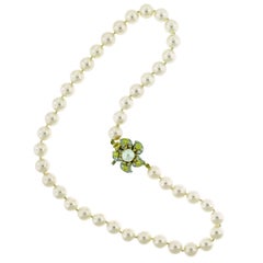Tiffany & Co. Pearl Necklace with Yellow and White diamond clasp