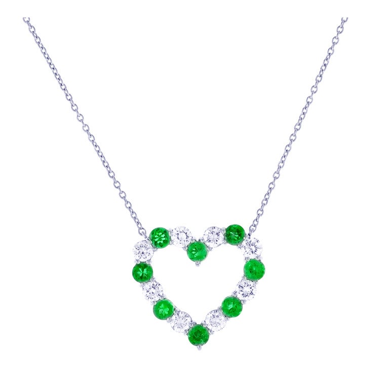 Tiffany & Co. Emerald and Diamond Heart Pendant