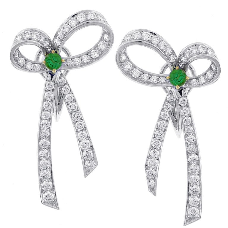 Tiffany & Co. Diamond and Emerald Earrings