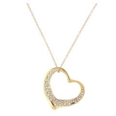 Tiffany & Co. Elsa Peretti LARGE Gold and Diamond Open Heart Necklace