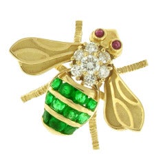 Rosenthal Emerald Bee Brooch