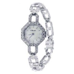 Art Deco Ladies Platinum and Diamond Octagonal Bracelet Watch