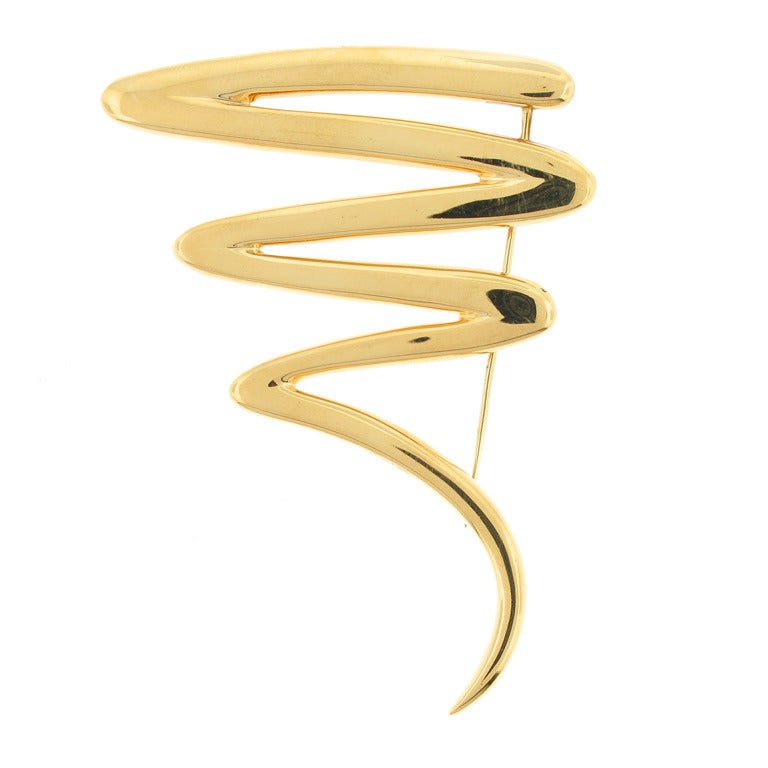 Tiffany and Co. Yellow Gold Paloma Picasso Large Scribble Brooch at 1stdibs