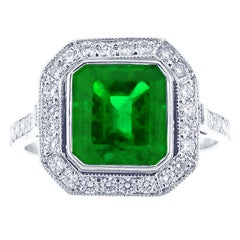  A.G.L Colombian Emerald and Diamond Ring