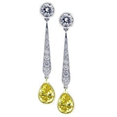 Yellow Diamond Drop Earrings