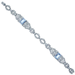 Art Deco Aquamarine and Diamond Bracelet