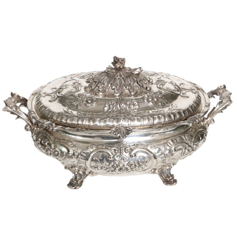 Roccoco German silver tureen For Sale