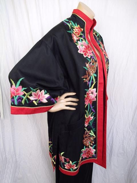 Rare Yamamoto Kansai 2pc Black Embroidered Kimono Skirtset For Sale 2