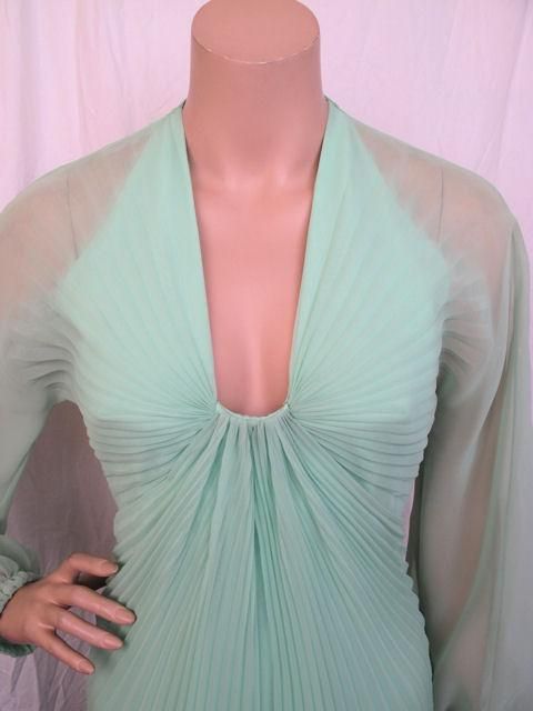 TRAVILLA Green Pleated Gown For Sale 1