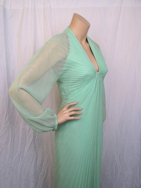 TRAVILLA Green Pleated Gown For Sale 2