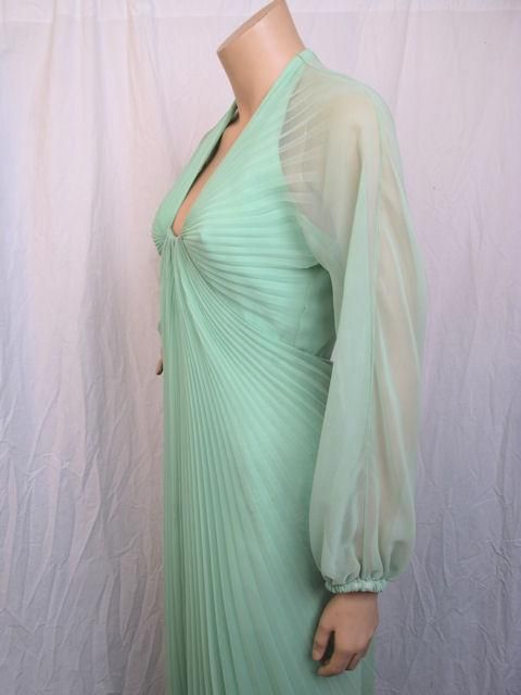 TRAVILLA Green Pleated Gown For Sale 3