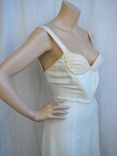 GIANNI VERSACE COUTURE Off White Double Front Split Dress For Sale 3