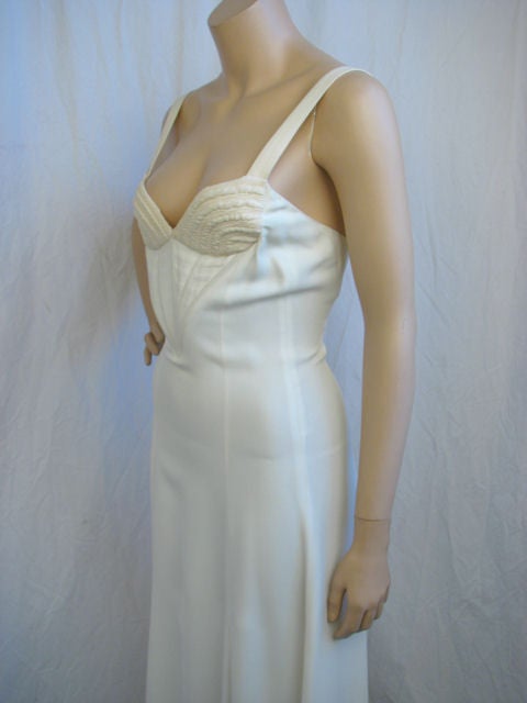 GIANNI VERSACE COUTURE Off White Double Front Split Dress For Sale 4