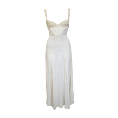 Retro GIANNI VERSACE COUTURE Off White Double Front Split Dress