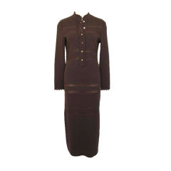 Vintage VALENTINO Brn Cashmere Blend Peek-A-Boo Dress