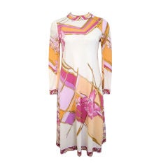 LEONARD Pink, Peach & Lavender Floral Silk Jersey Dress