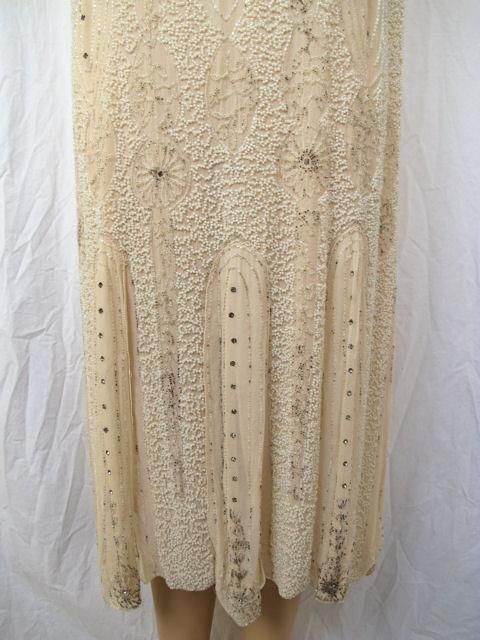 1920's Ivory Silk Beads & Rhinestone  Carwash Hem Flapper Dress For Sale 2