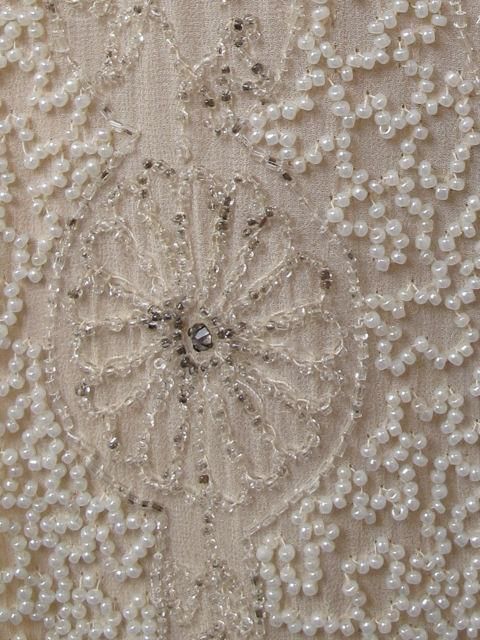 1920's Ivory Silk Beads & Rhinestone  Carwash Hem Flapper Dress For Sale 6