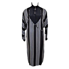 Used GUCCI Striped Silk Faux Wrap Dress