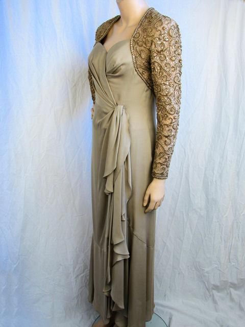 nolan miller blue beaded dress