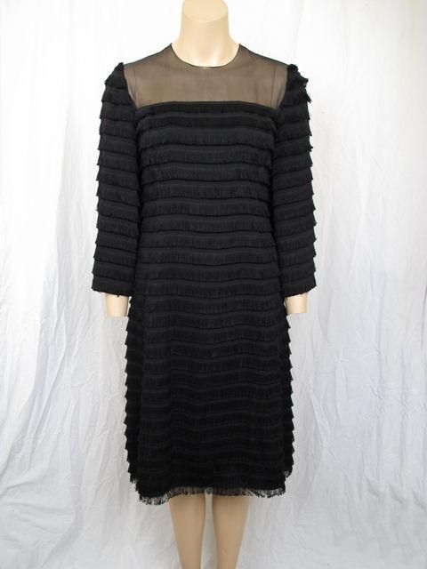 DON LOPER Blk Fringe Bell Sleeve Dress