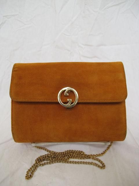 GUCCI Orange Suede GG Logo Bag