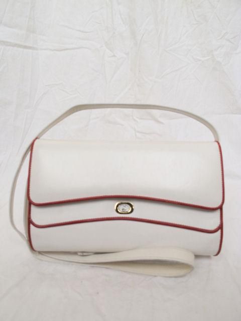 GUCCI White Leather & Red Piping Bag
