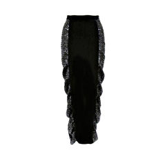 GUY LAROCHE Blk Velvet & Sequin Caterpillar Skirt