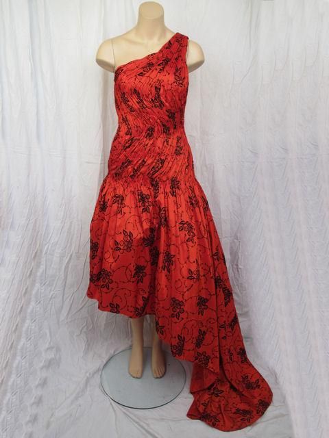 NOLAN MILLER COUTURE Red Ruched Asymmetrical Dress