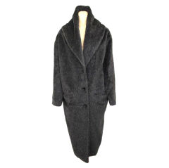 Vintage ROMEO GIGLI Gray Alpaca Large Collar Fur Coat