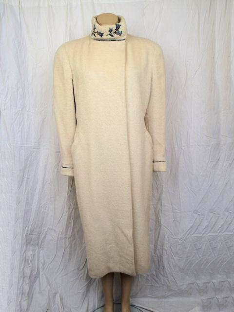 GIANNI VERSACE Cream Alpaca Coat