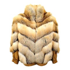 Stunning VICTOR COSTA Red Fox & Tan Leather Bomber Jacket