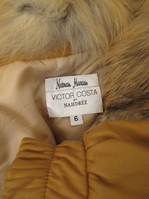 Stunning VICTOR COSTA Red Fox & Tan Leather Bomber Jacket For Sale 5