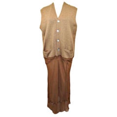 Vintage COMME DES GARCONS Tan Cashmere & Silk Long Vest