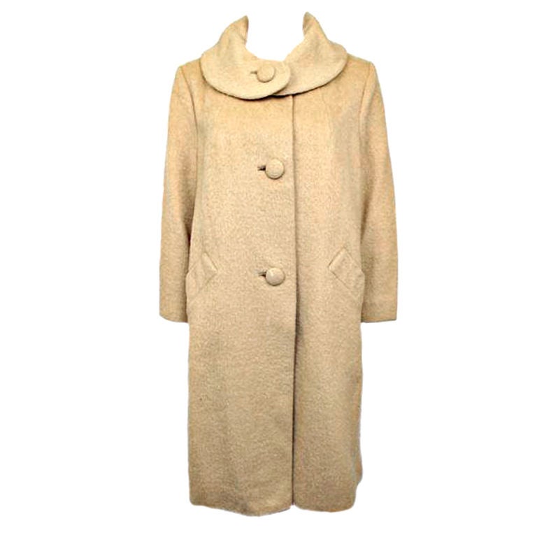 LILLI ANN Tan Wool & Mohair Coat For Sale
