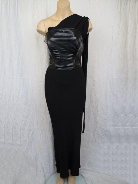 JEAN PAUL GAULTIER Blk Strapless Leather Bustier Dress